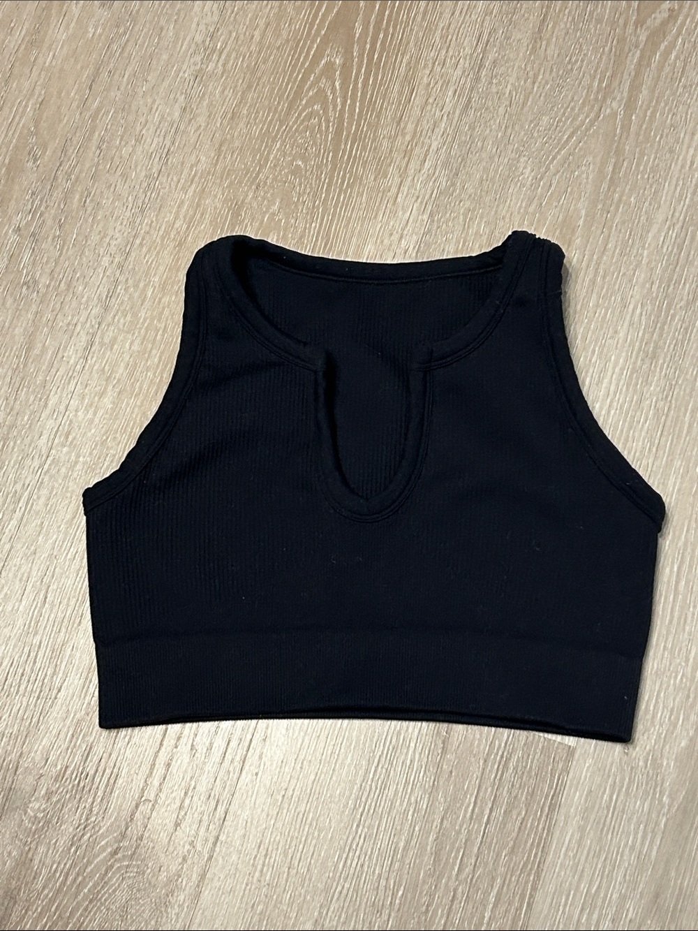 Black Ribbed V-Neck Bralette Crop Tank Top